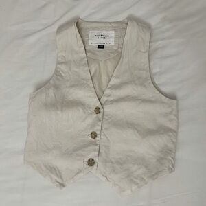 American Eagle Linen Vest, S